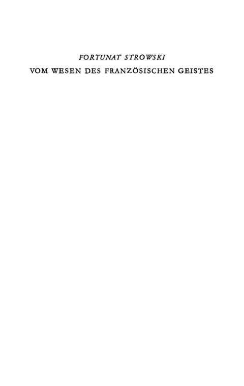 Cover image for book Vom Wesen des französischen Geistes