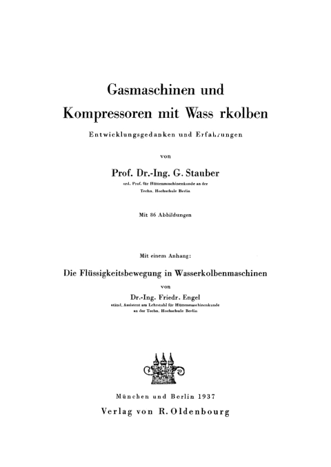 Cover image for book Gasmaschinen und Kompressoren mit Wasserkolben
