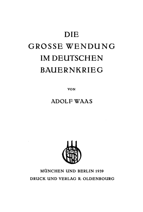 Cover image for book Die grosse Wendung im deutschen Bauernkrieg