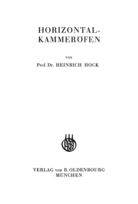 Cover image for book Horizontalkammeröfen