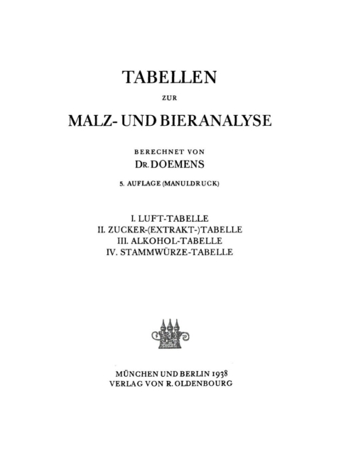 Cover image for book Tabellen zur Malz- und Bieranalyse
