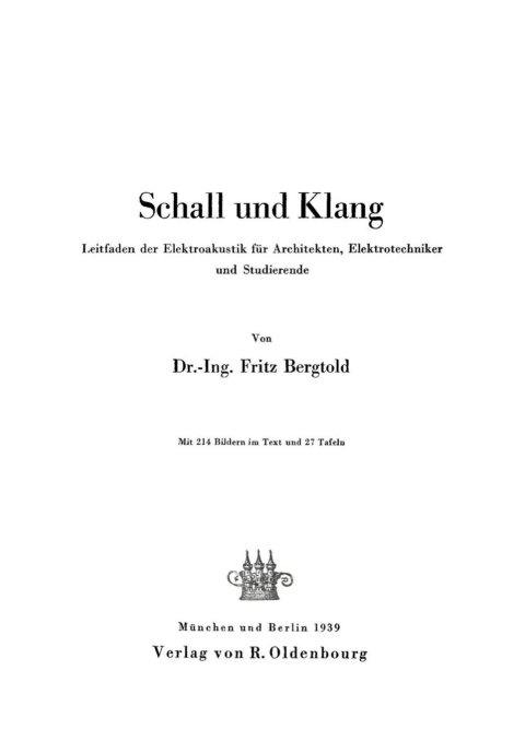 Cover image for book Schall und Klang