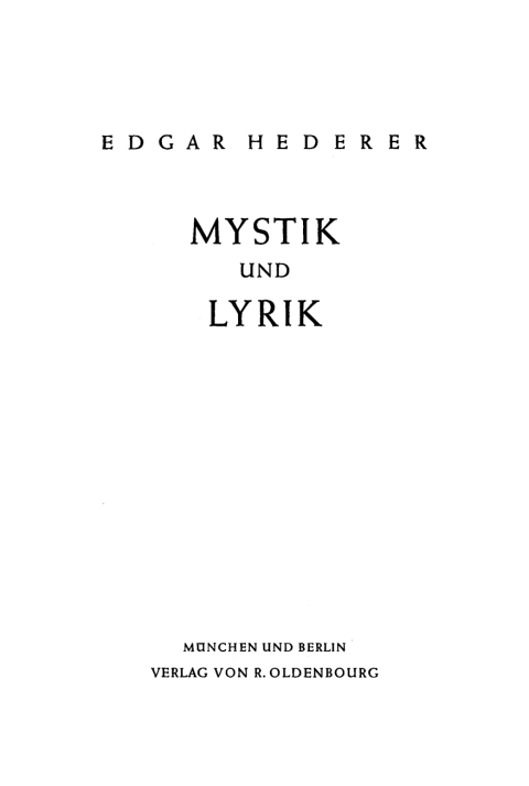 Cover image for book Mystik und Lyrik