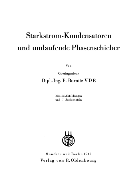 Cover image for book Starkstrom-Kondensatoren und umlaufende Phasenschieber
