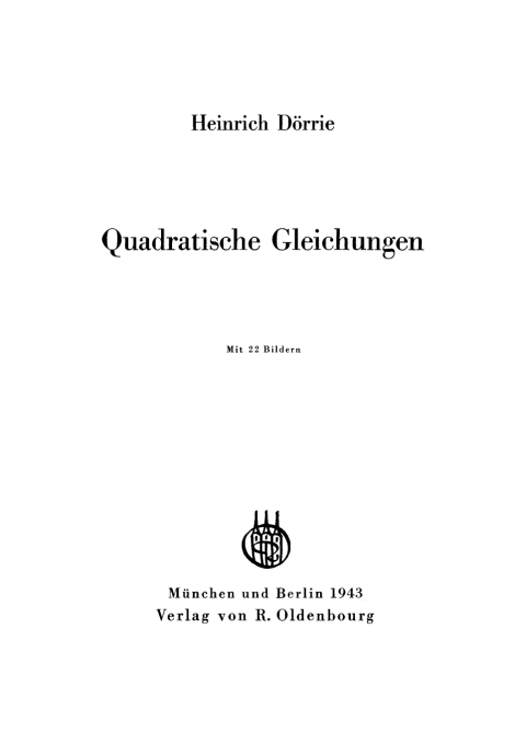 Cover image for book Quadratische Gleichungen