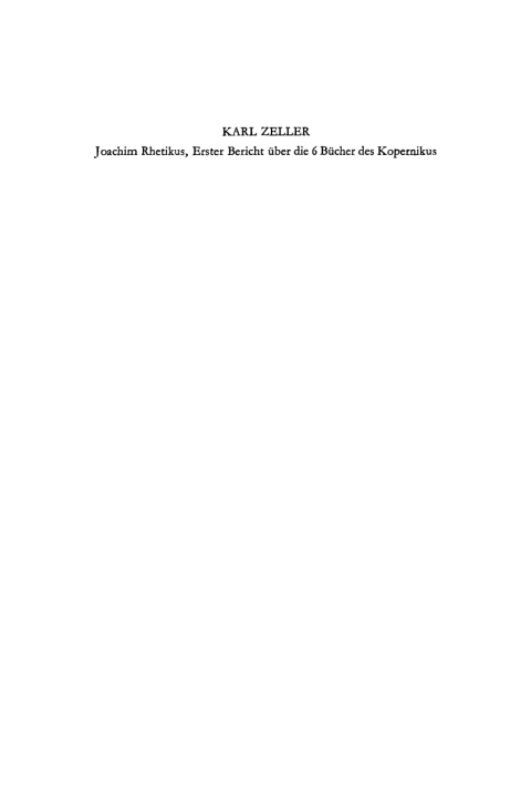 Cover image for book Erster Bericht über die 6 Bücher des Kopernikus von den Kreisbewegungen der Himmelsbahnen