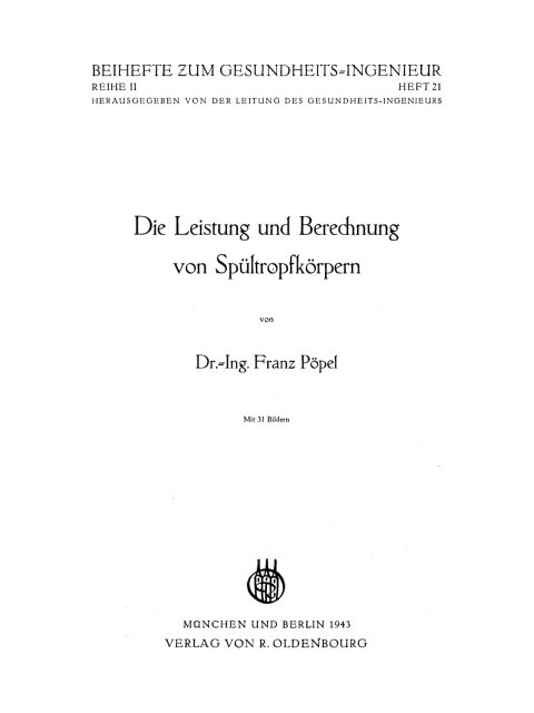 Cover image for book Die Leistung und Berechnung von Spültropfkörpern
