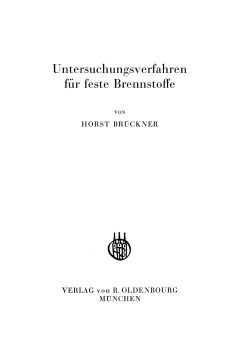 Cover image for book Untersuchungsverfahren für feste Brennstoffe