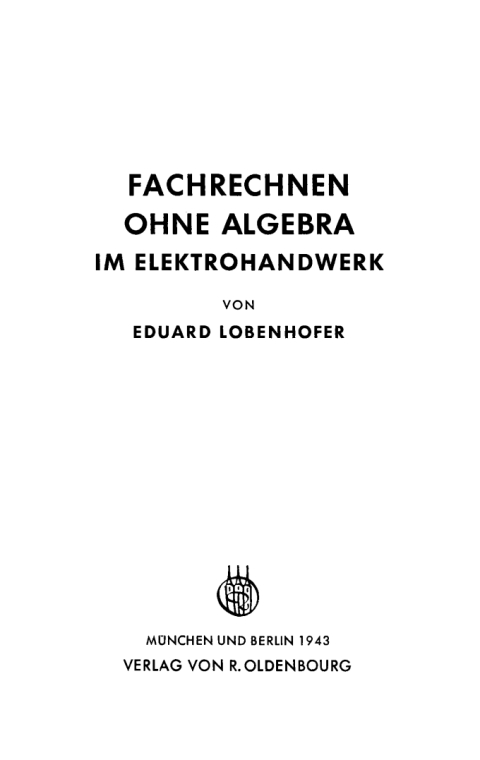 Cover image for book Fachrechnen ohne Algebra im Elektrohandwerk