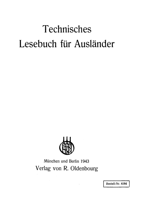 Cover image for book Technisches Lesebuch für Ausländer