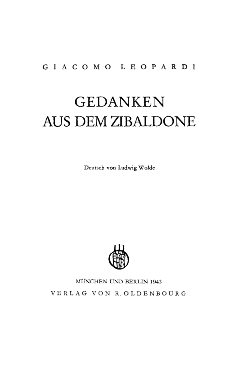 Cover image for book Gedanken aus dem Zibaldone