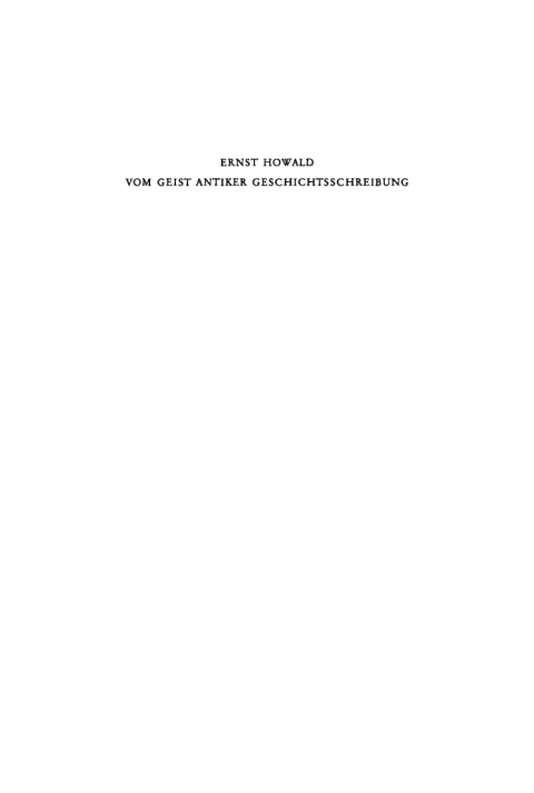 Cover image for book Vom Geist antiker Geschichtsschreibung