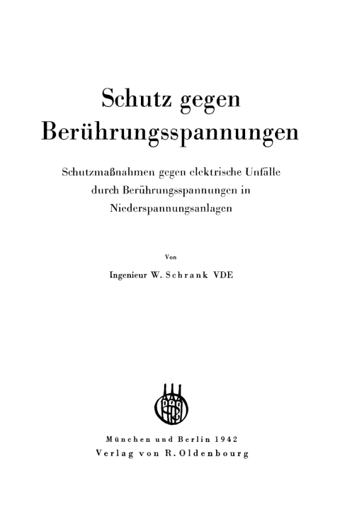 Cover image for book Schutz gegen Berührungsspannungen