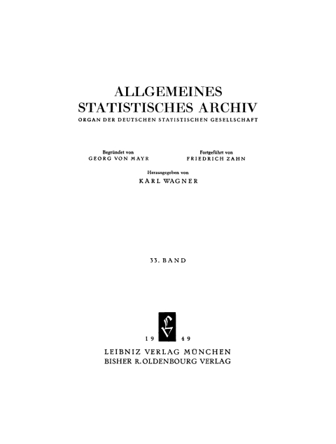 Cover image for book Allgemeines Statistisches Archiv. Band 33