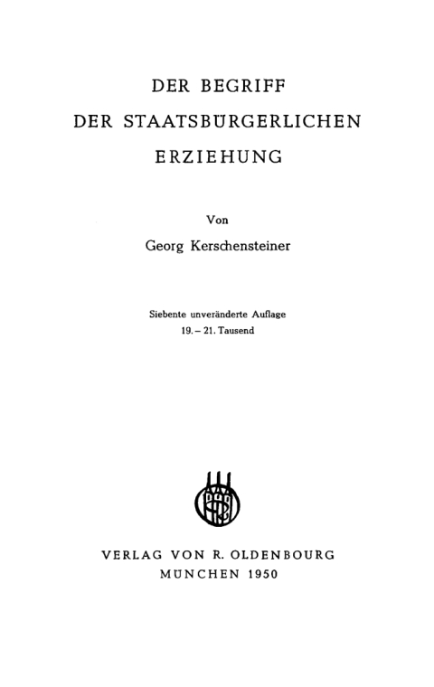 Cover image for book Der Begriff der staatsbürgerlichen Erziehung