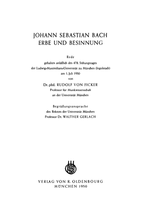 Cover image for book Johann Sebastian Bach Erbe und Besinnung