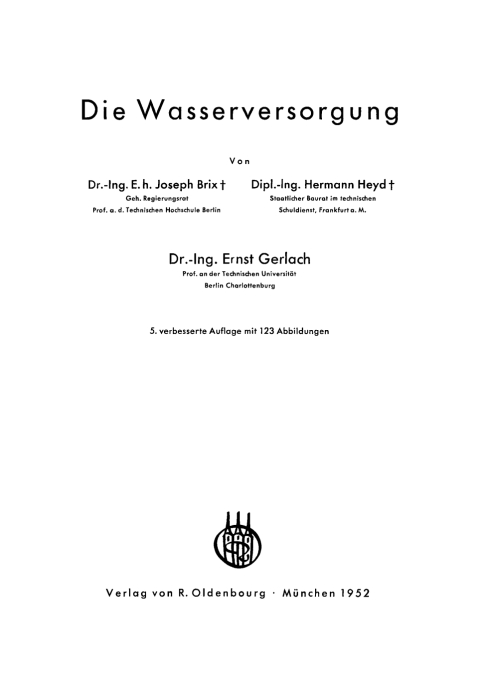 Cover image for book Die Wasserversorgung