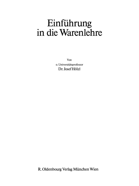 Cover image for book Einführung in die Warenanalyse