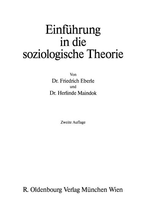 Cover image for book Einführung in die soziologische Theorie