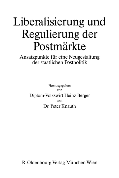 Cover image for book Liberalisierung und Regulierung der Postmärkte