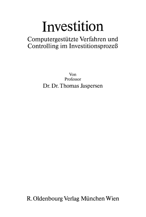 Cover image for book Investition