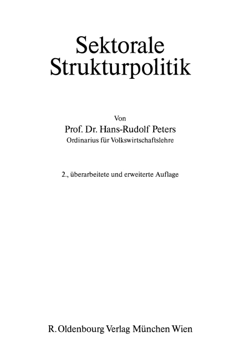Cover image for book Sektorale Strukturpolitik