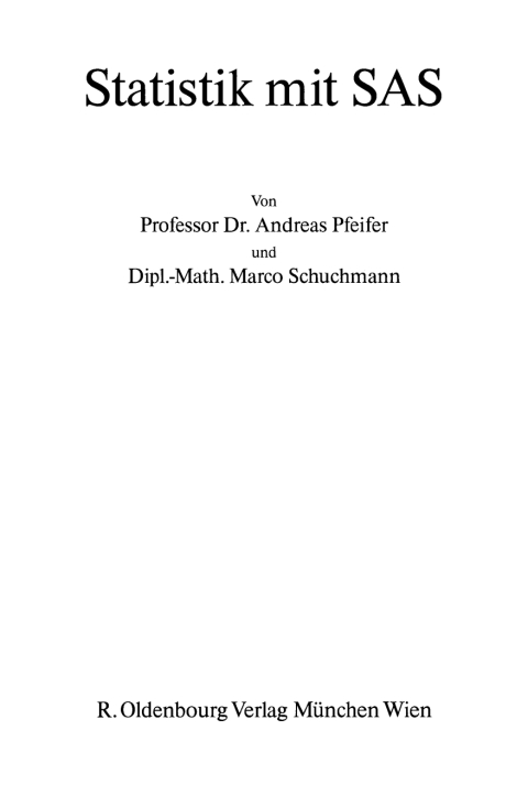 Statistik mit SAS 
