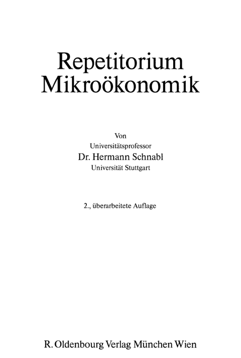 Cover image for book Repetitorium Mikroökonomik