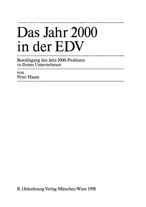 Cover image for book Das Jahr 2000 in der EDV