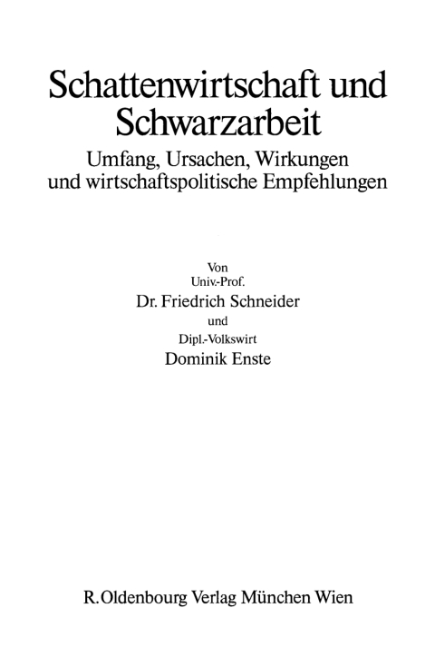 Cover image for book Schattenwirtschaft und Schwarzarbeit