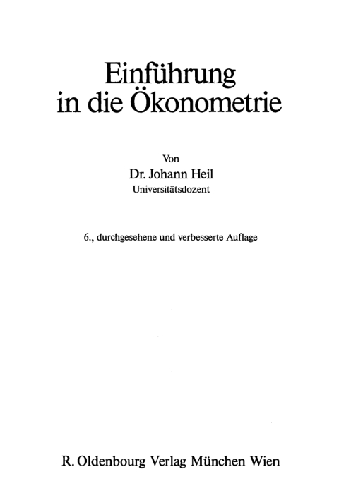 Cover image for book Einführung in die Ökonometrie