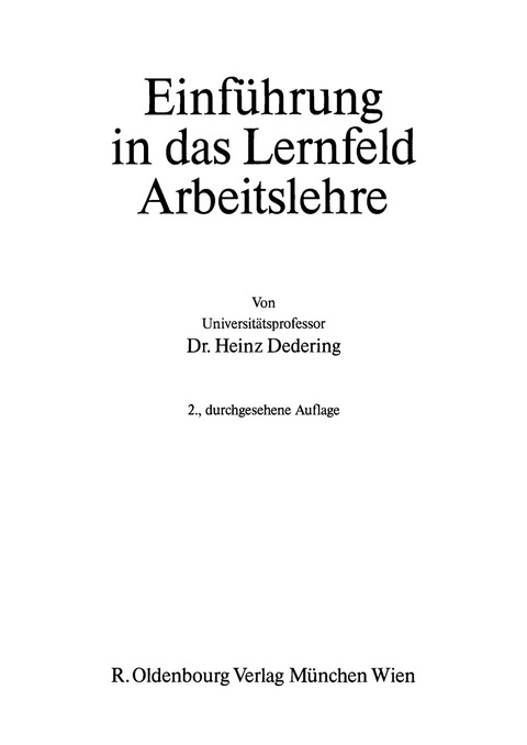 Cover image for book Einführung in das Lernfeld Arbeitslehre