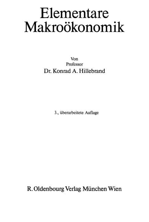 Cover image for book Elementare Makroökonomik