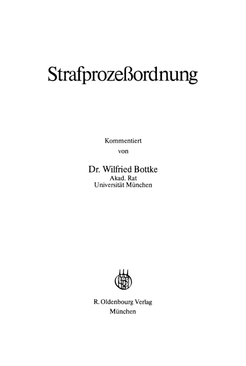 Cover image for book Strafprozessordnung