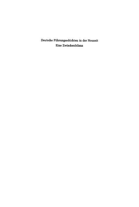 Cover image for book Deutsche Führungsschichten in der Neuzeit