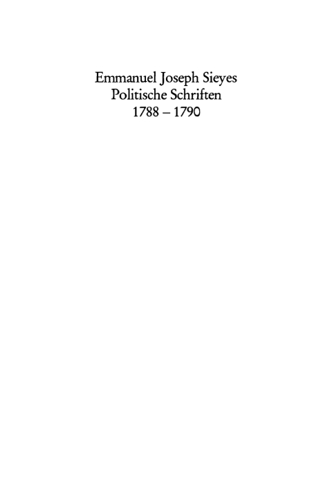 Cover image for book Politische Schriften 1788–1790
