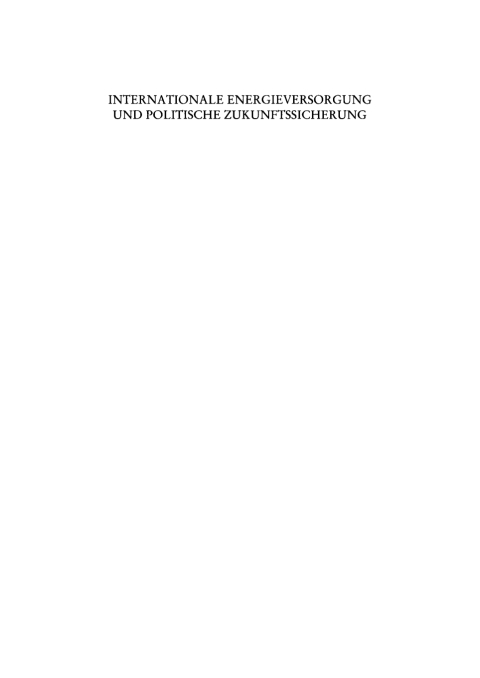 Cover image for book Internationale Energieversorgung und politische Zukunftssicherung