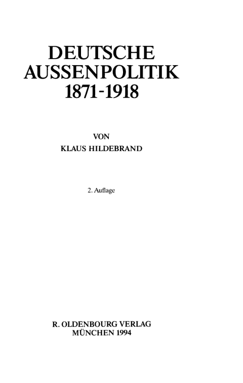 Deutsche AuÃenpolitik 1871-1918 