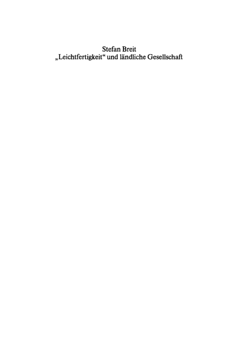 Cover image for book "Leichtfertigkeit" und ländliche Gesellschaft