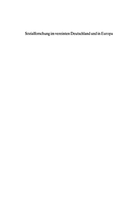 Cover image for book Sozialforschung im vereinten Deutschland und in Europa