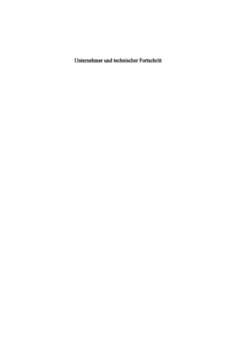Cover image for book Unternehmer und technischer Fortschritt