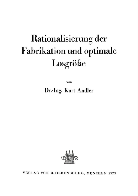 Cover image for book Rationalisierung der Fabrikation und optimale Losgröße