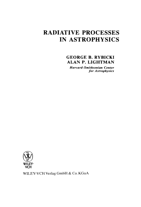 Cover image for book Radiative Processes in Astrophysics