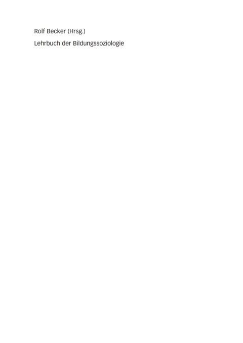 Lehrbuch der Bildungssoziologie 