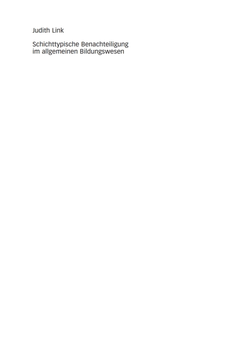 Cover image for book Schichttypische Benachteiligung im allgemeinen Bildungswesen