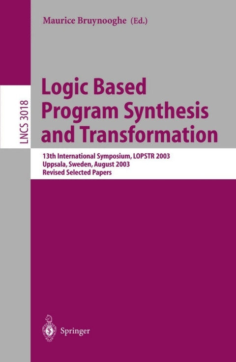 Cover image for book Logic Based Program Synthesis and Transformation