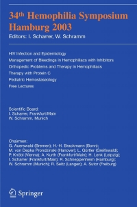 صورة الغلاف: 34th Hemophilia Symposium Hamburg 2003 1st edition 9783540228868