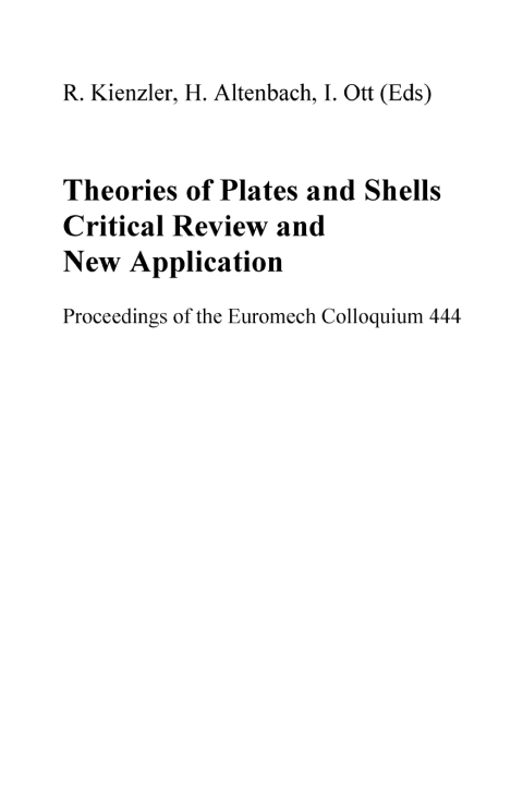 Cover image for book Theories of Plates and Shells