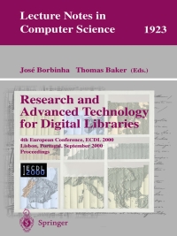 Cover image: Research and Advanced Technology for Digital Libraries 1st edition 9783540410232
