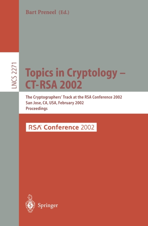 Cover image for book Topics in Cryptology - CT-RSA 2002